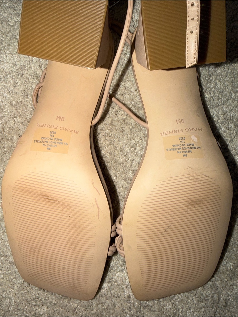 Marc Fisher Nude strappy sandal, block heel - Picture 3 of 3